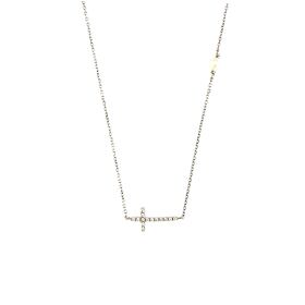 Zlatý náhrdelník s křížkem naležato a perlou Au 585/1000